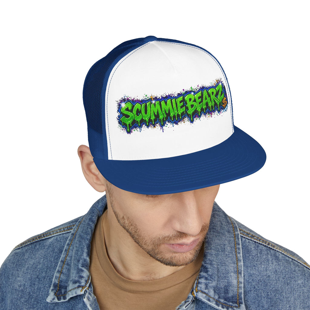 5 Panel Trucker Cap-GREEN/BLUE SCUMMIEBEARZ LOGO-SCUMMIEBEARZ™