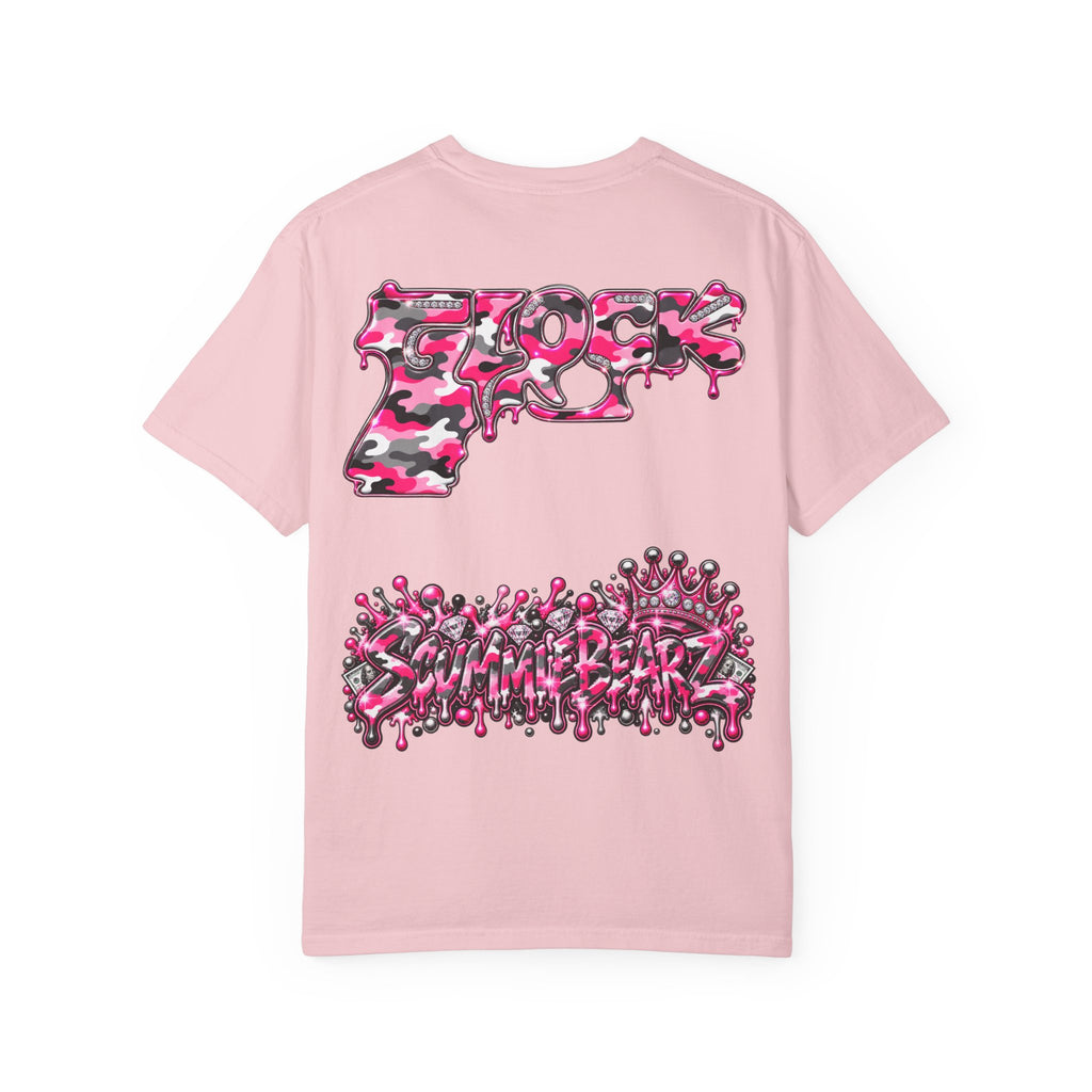 Unisex Garment-Dyed T-shirt-PINK CROWN MASK LOGO GLOCK -SCUMMIEBEARZ™