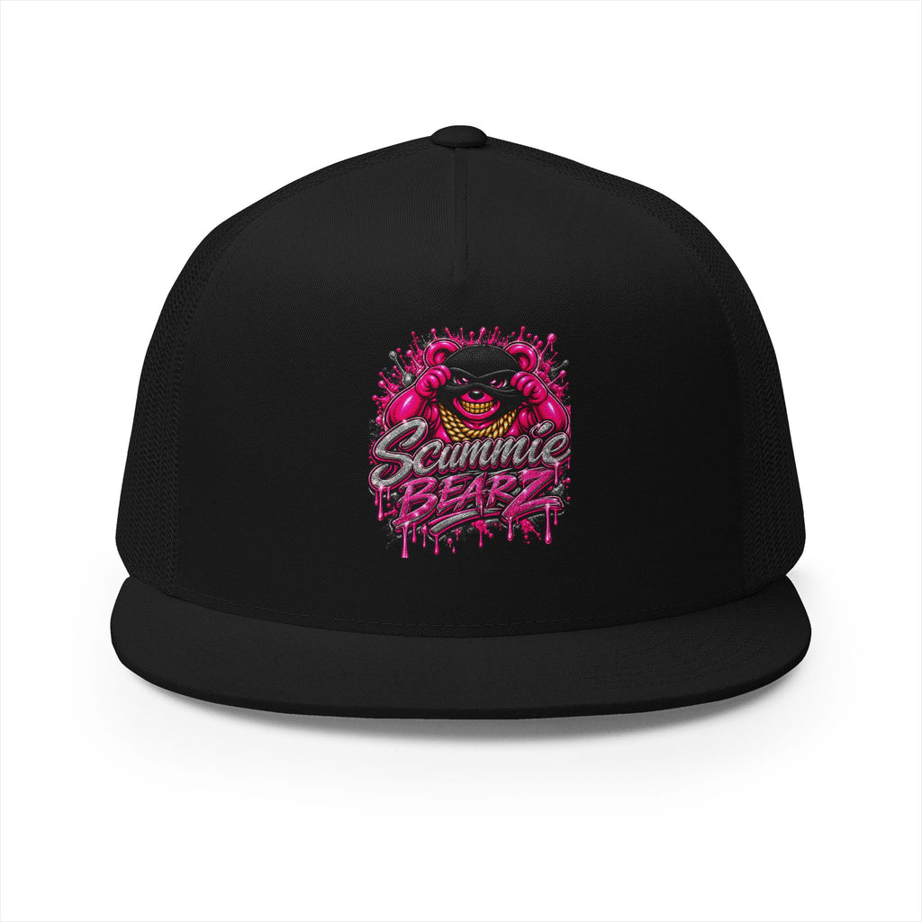 5 Panel Trucker Cap- PINK/SILVER MASK LOGO-SCUMMIEBEARZ™