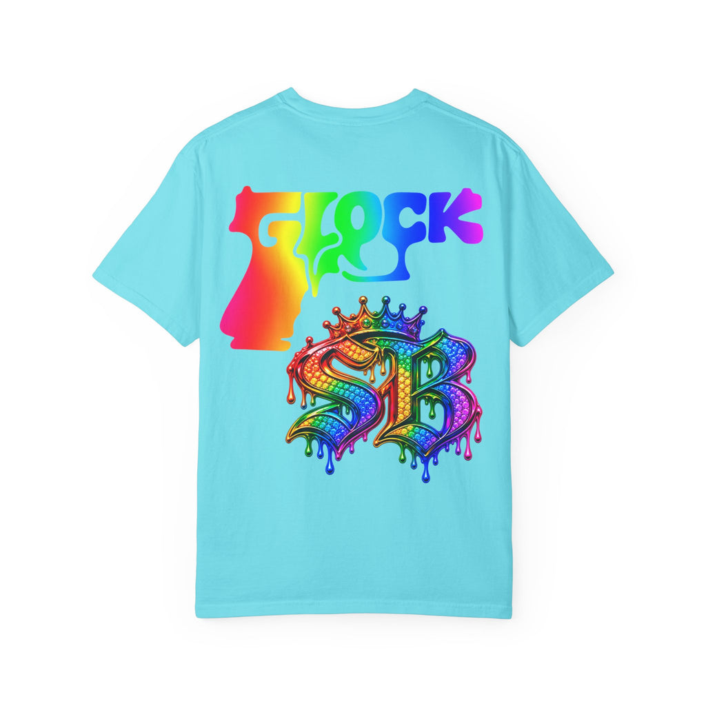 Unisex Garment-Dyed T-shirt-RAINBOW MASK LOGO GLOCK SB CROWN LOGO-SCUMMIEBEARZ™