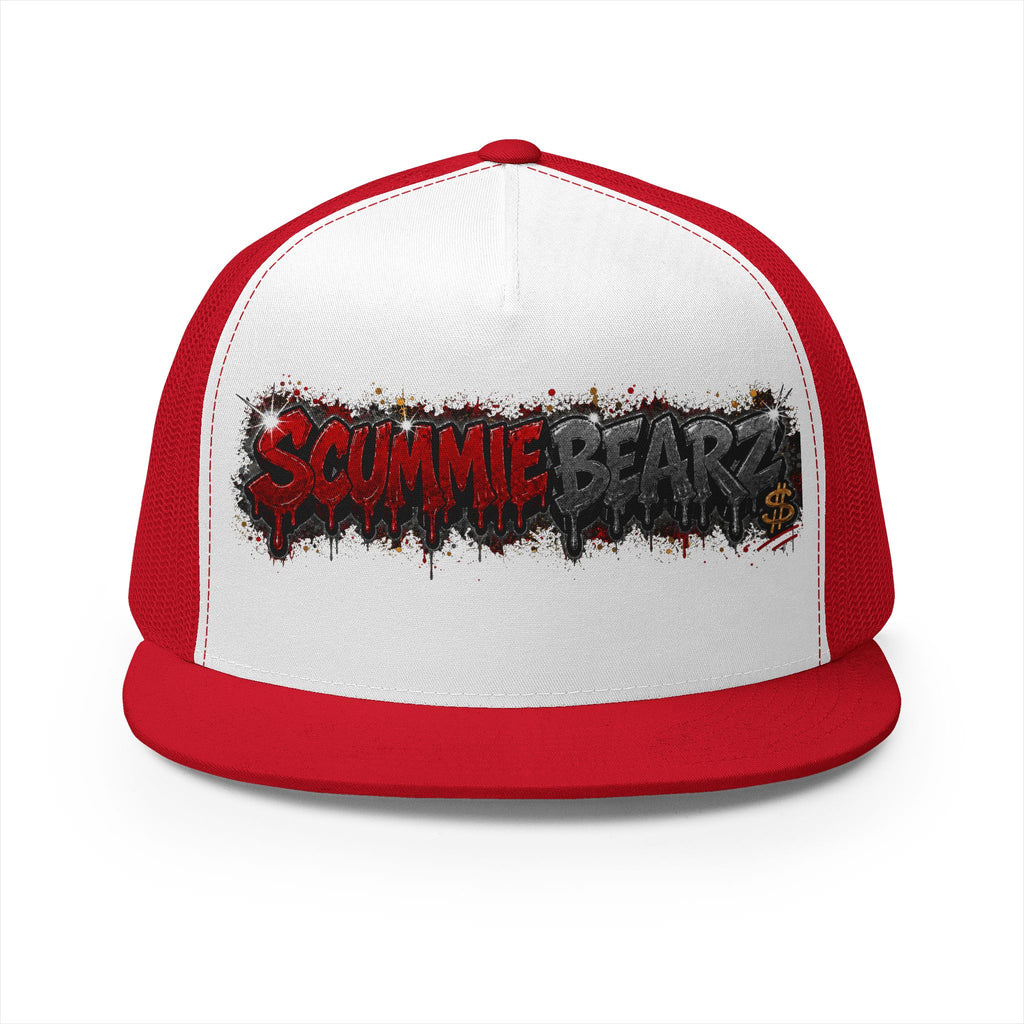 5 Panel Trucker Cap-RED/CHARCOAL SCUMMIEBEARZ LOGO-SCUMMIEBEARZ™