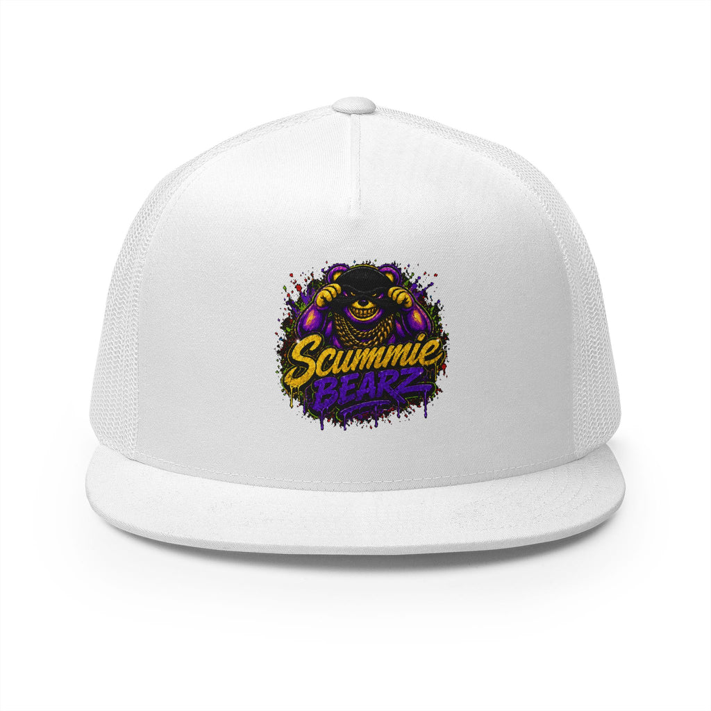 5 Panel Trucker Cap-GOLD/PURPLE MASK LOGO-SCUMMIEBEARZ™