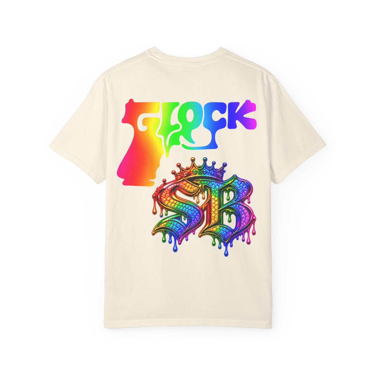 Unisex Garment-Dyed T-shirt-RAINBOW MASK LOGO GLOCK SB CROWN LOGO-SCUMMIEBEARZ™