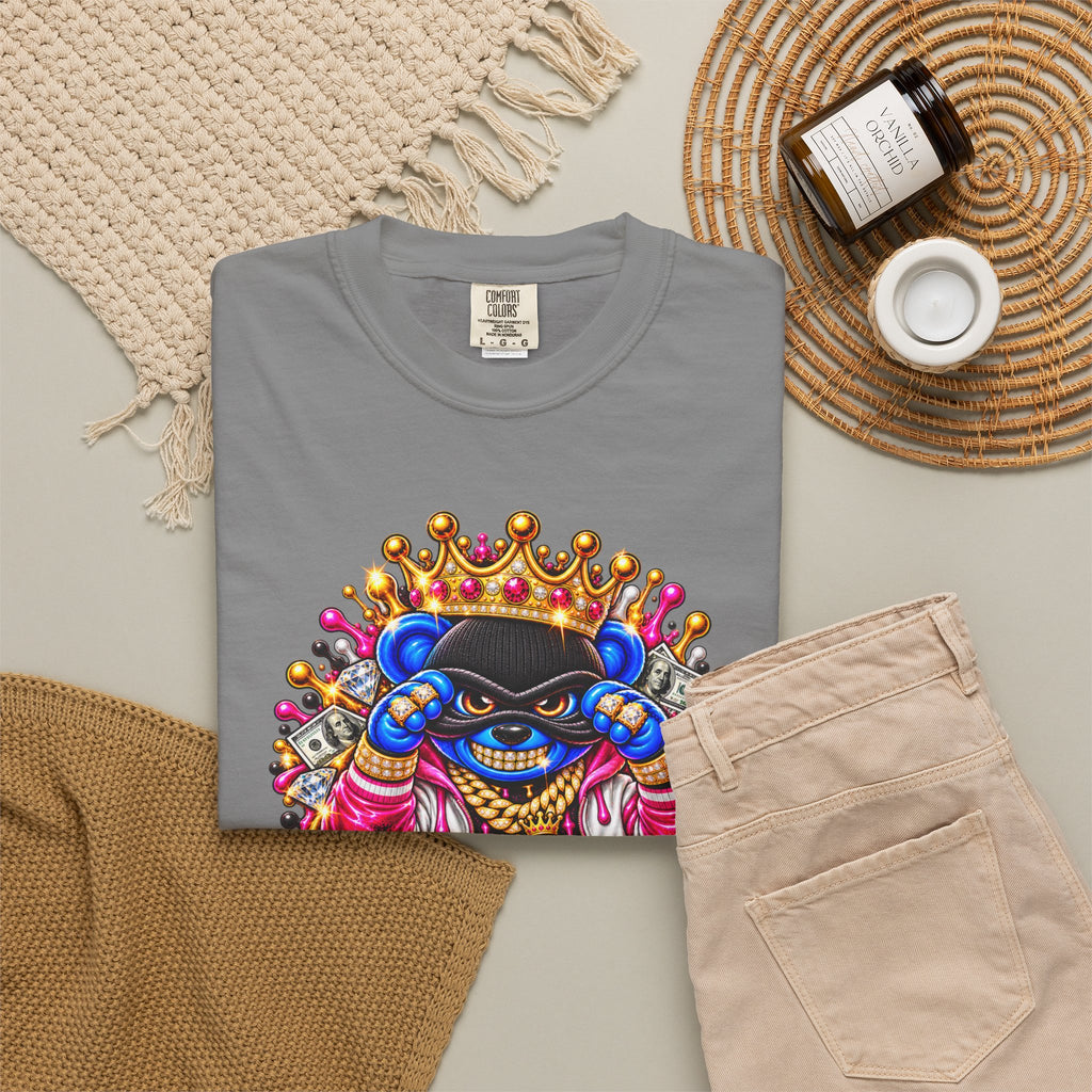 Unisex Garment-Dyed T-shirt-BLUE&PINK CROWN MASK LOGO CHOSEN BY GOD-SCUMMINGBEARZ™