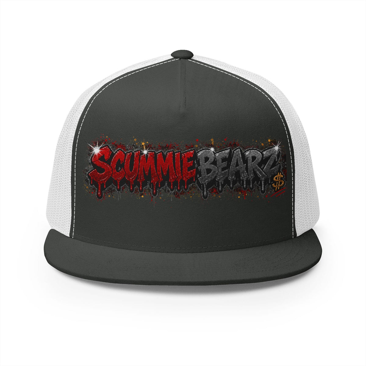 5 Panel Trucker Cap-RED/CHARCOAL SCUMMIEBEARZ LOGO-SCUMMIEBEARZ™