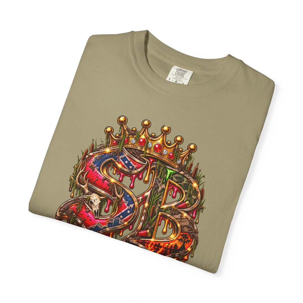 Unisex Garment-Dyed T-shirt-HILBILLYSCUMMIEBEARZ MOONSHINE/CROWN SB LOGO -SCUMMIEBEARZ™