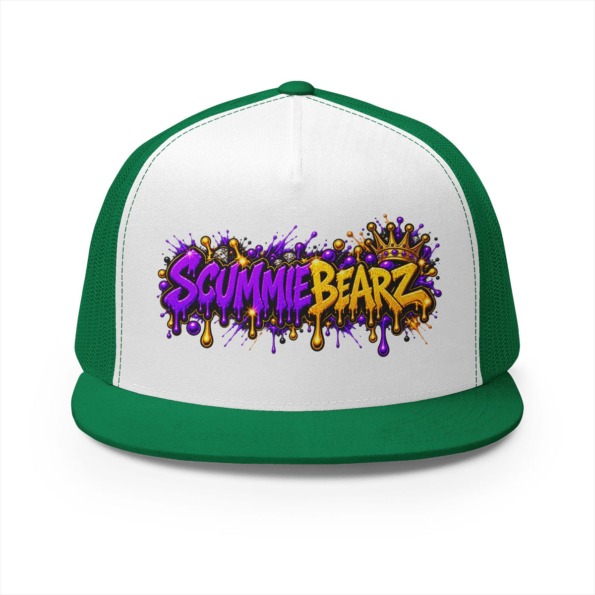 5 Panel Trucker Cap-PURPLE/GOLD SCUMMIEBEARZ LOGO-SCUMMIEBEARZ™