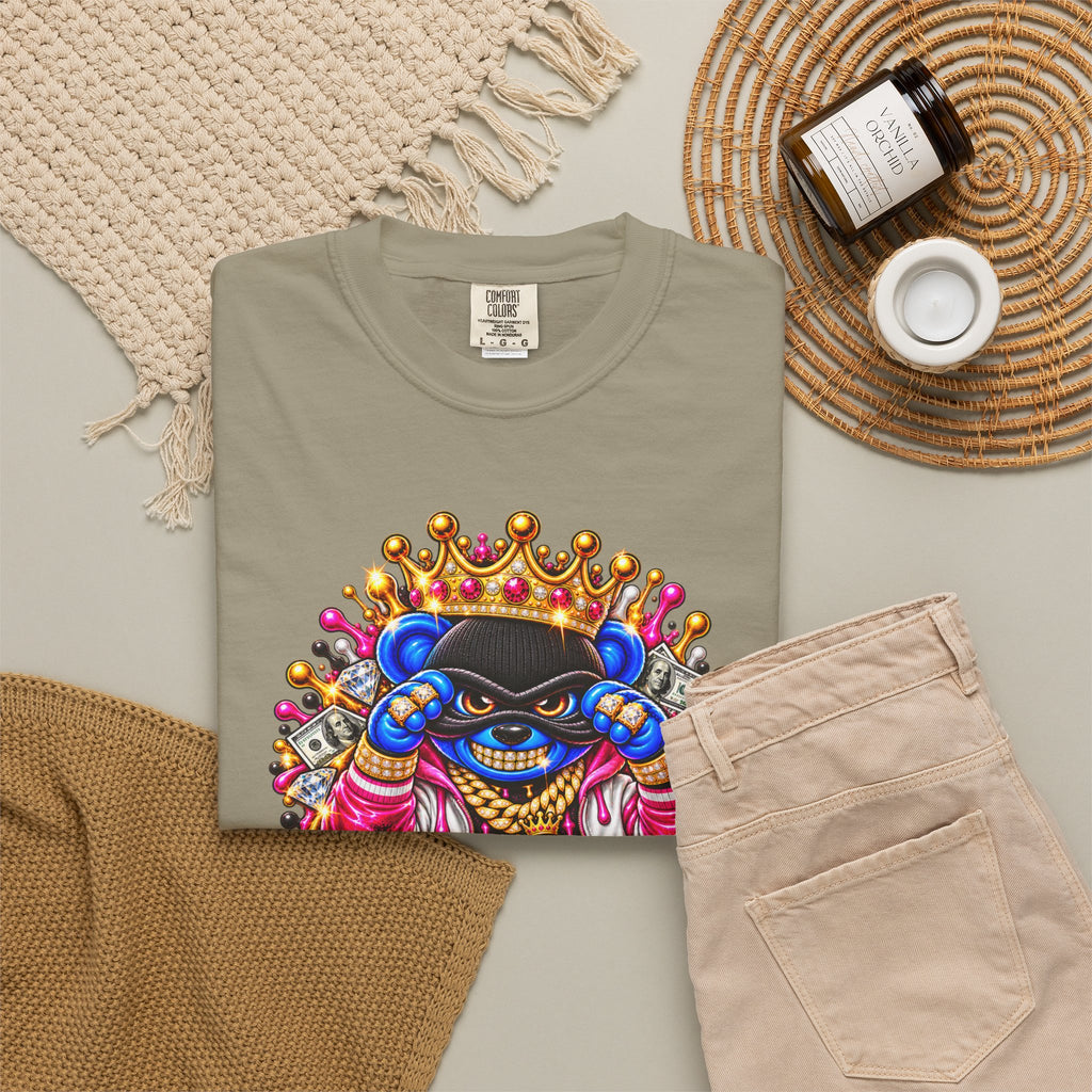 Unisex Garment-Dyed T-shirt-BLUE&PINK CROWN MASK LOGO CHOSEN BY GOD-SCUMMINGBEARZ™