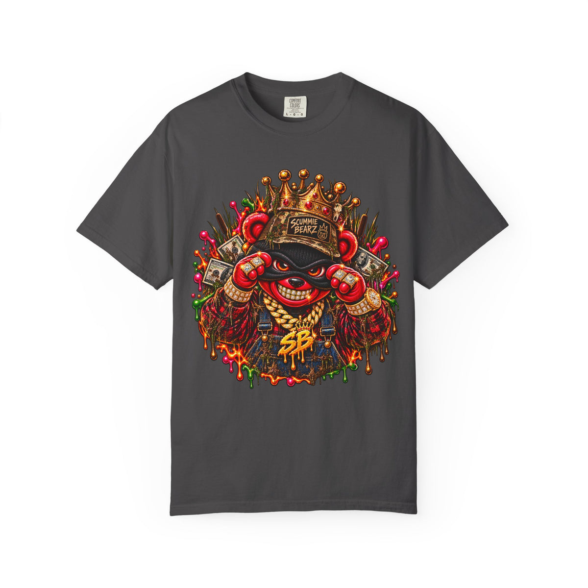 Unisex Garment-Dyed T-shirt-HILLBILLY cROWN MASK/GLOCK LOGO-SCUMMIEBEARZ™️