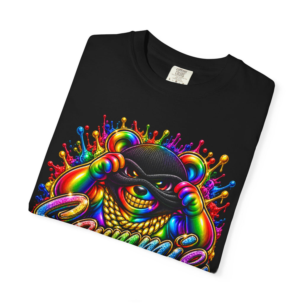Unisex Garment-Dyed T-shirt-RAINBOW MASK LOGO GLOCK SB CROWN LOGO-SCUMMIEBEARZ™