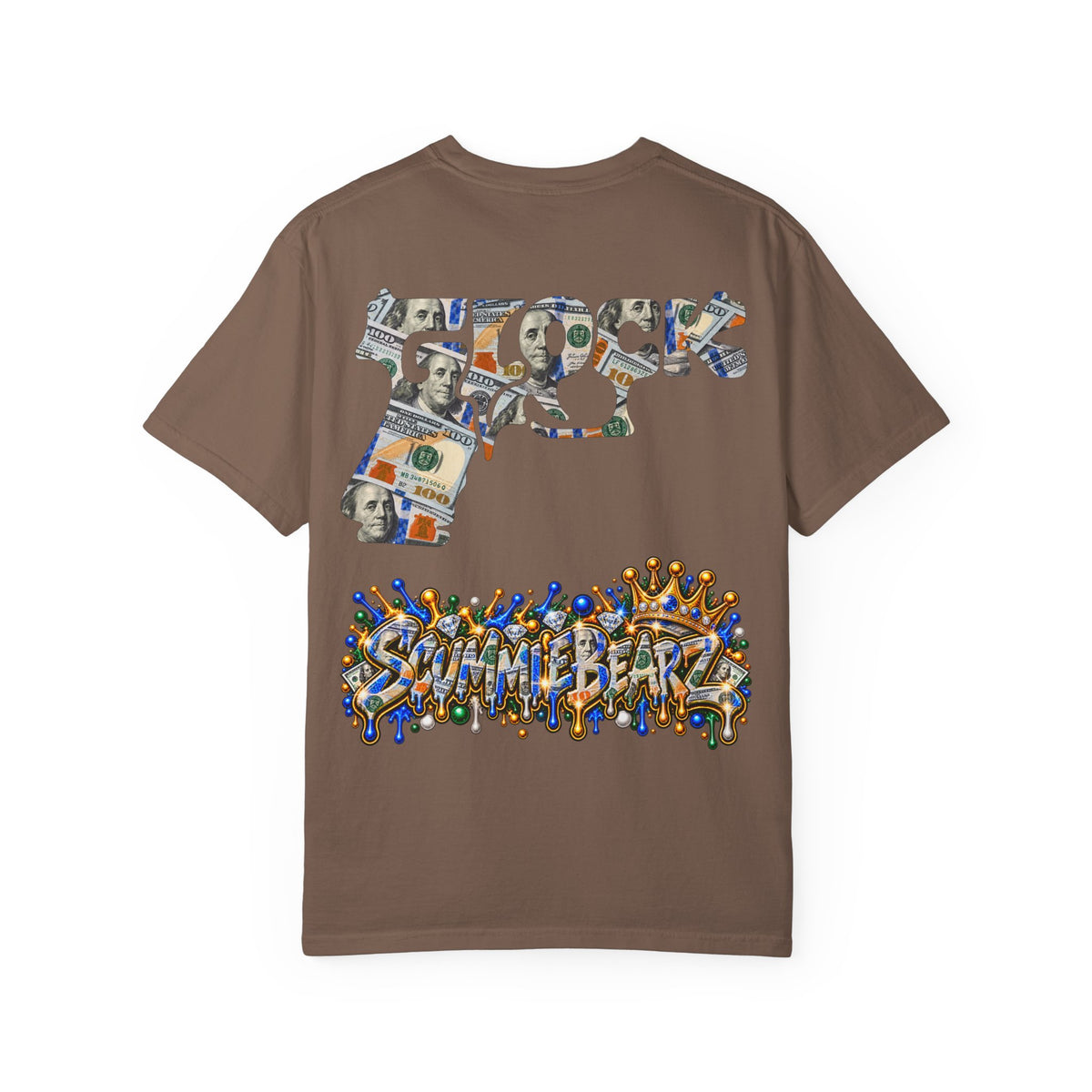Unisex Garment-Dyed T-SHIRT-MONEY GLOCK/CROWN MASK LOGO-SCUMMIEBEARZ™