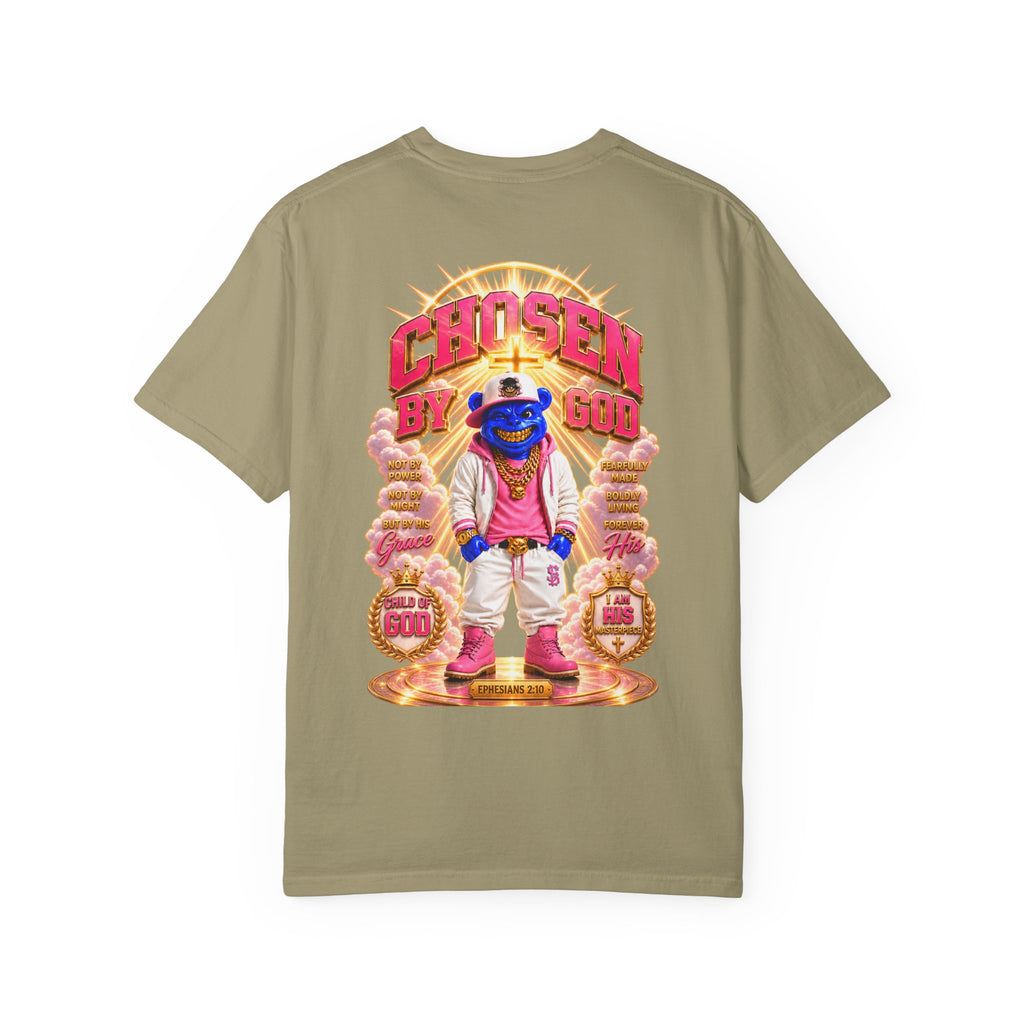 Unisex Garment-Dyed T-shirt-BLUE&PINK CROWN MASK LOGO CHOSEN BY GOD-SCUMMINGBEARZ™