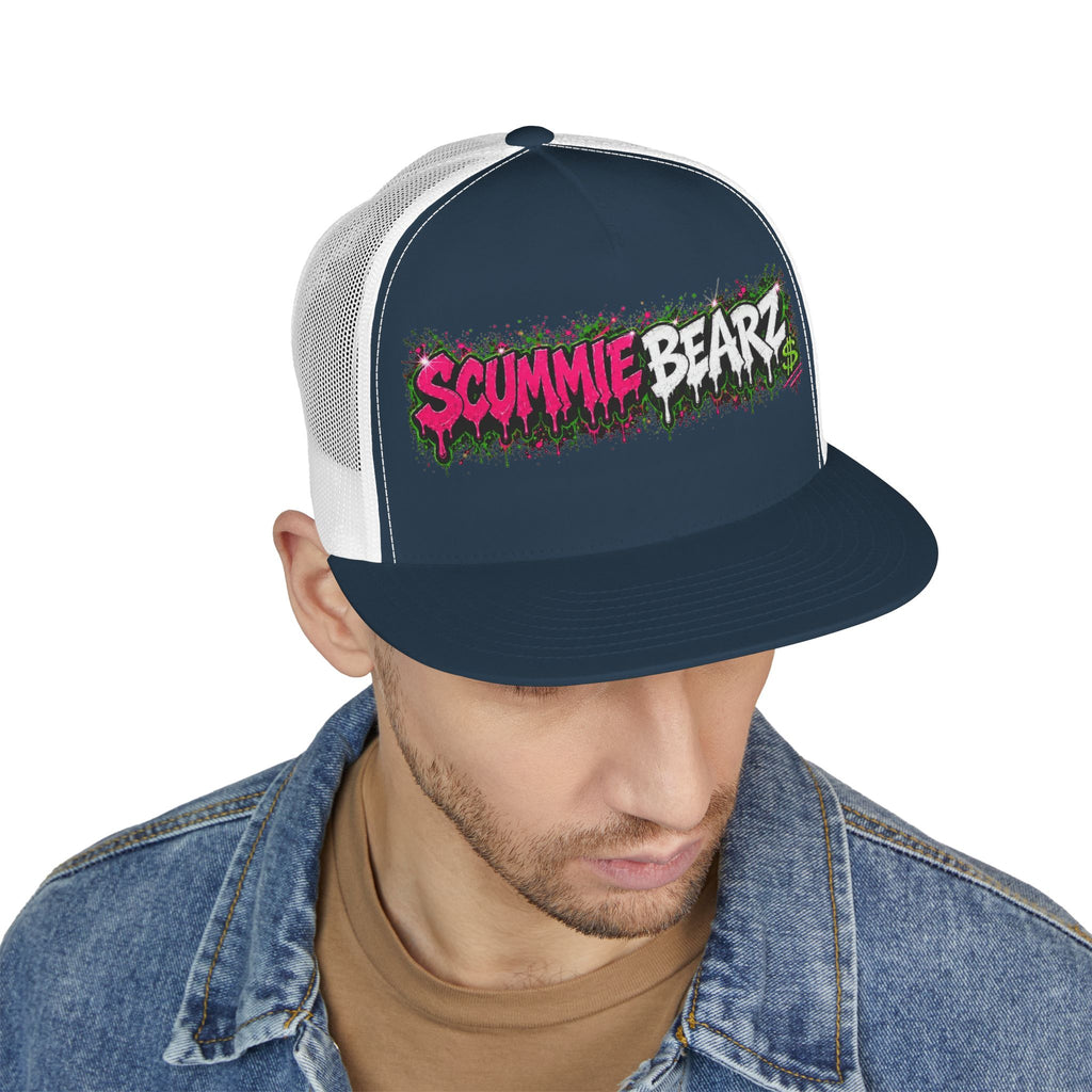 5 Panel Trucker Cap-PINK/SILVER SCUMMIEBEARZ LOGO-SCUMMIEBEARZ™