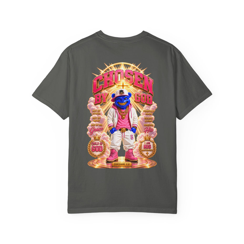 Unisex Garment-Dyed T-shirt-BLUE&PINK CROWN MASK LOGO CHOSEN BY GOD-SCUMMINGBEARZ™