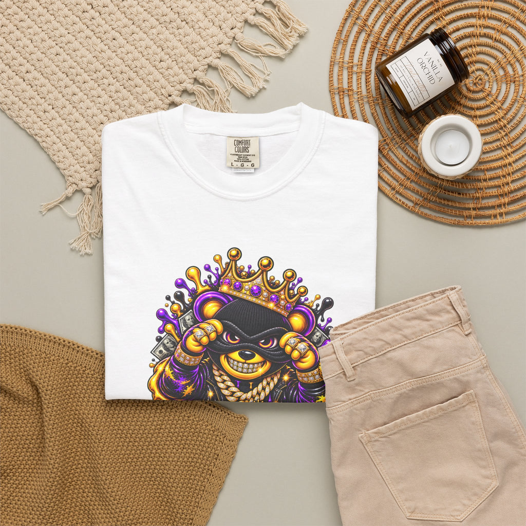 Unisex Garment-Dyed T-shirt-PURPLE&G9D CROWN MASK LOGO TRAP HOUSE MEET-SCUMMINGBEARZ™