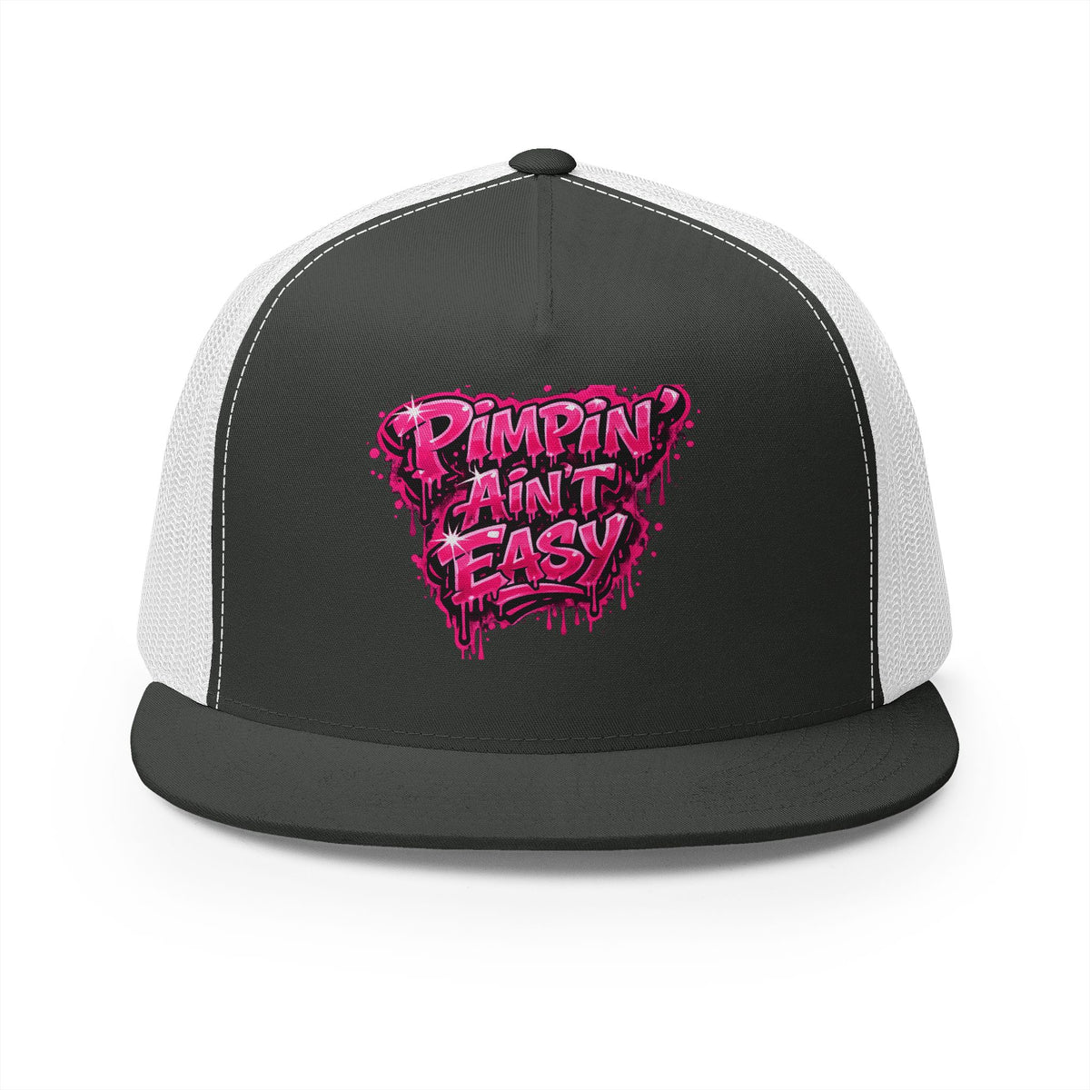 5 Panel Trucker Cap-PINK PIMPIN AINT EASY -SCUMMIEBEARZ™