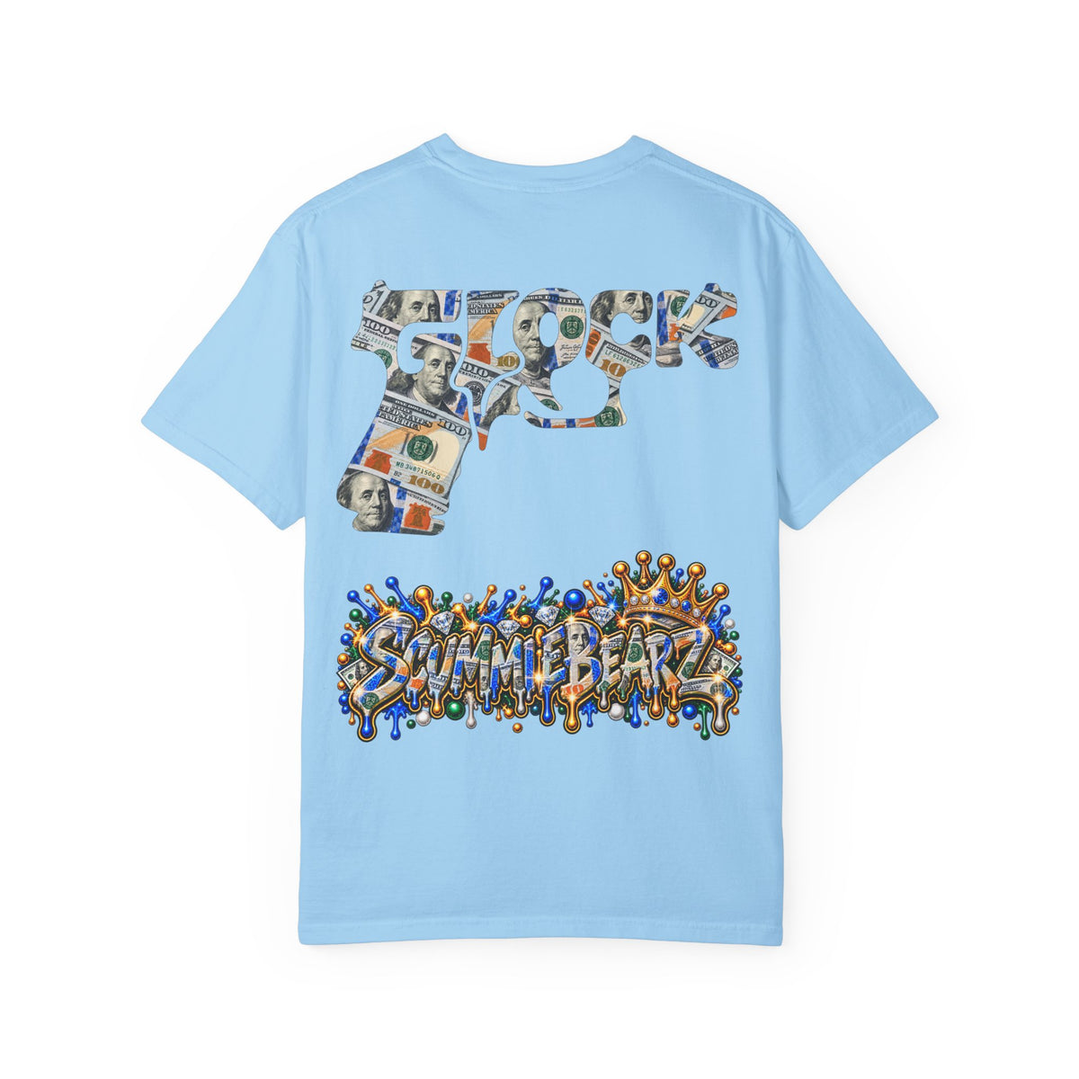 Unisex Garment-Dyed T-SHIRT-BLUE MONEY GLOCK/SB LOGO-SCUMMIEBEARZ™
