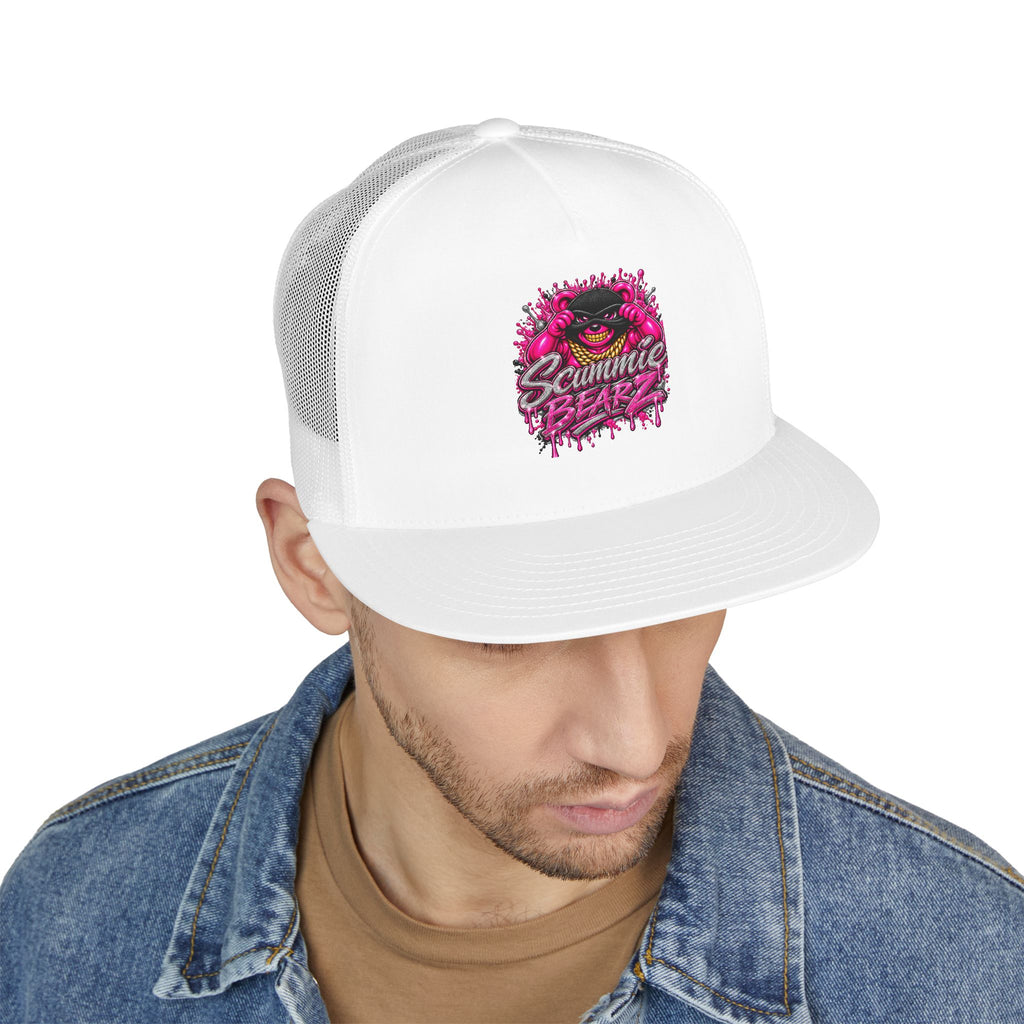 5 Panel Trucker Cap- PINK/SILVER MASK LOGO-SCUMMIEBEARZ™