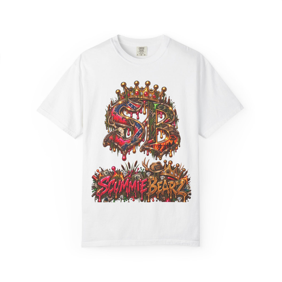 Unisex Garment-Dyed T-shirt--HILLBILLY DEAD OR RICH/SB CROWN LOGO-SCUMMIEBEARZ™️