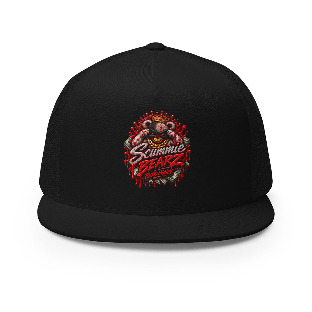 5 Panel Trucker Cap-	RED BLOOD MONEY MASK LOGO-SCUMMIEBEARZ™