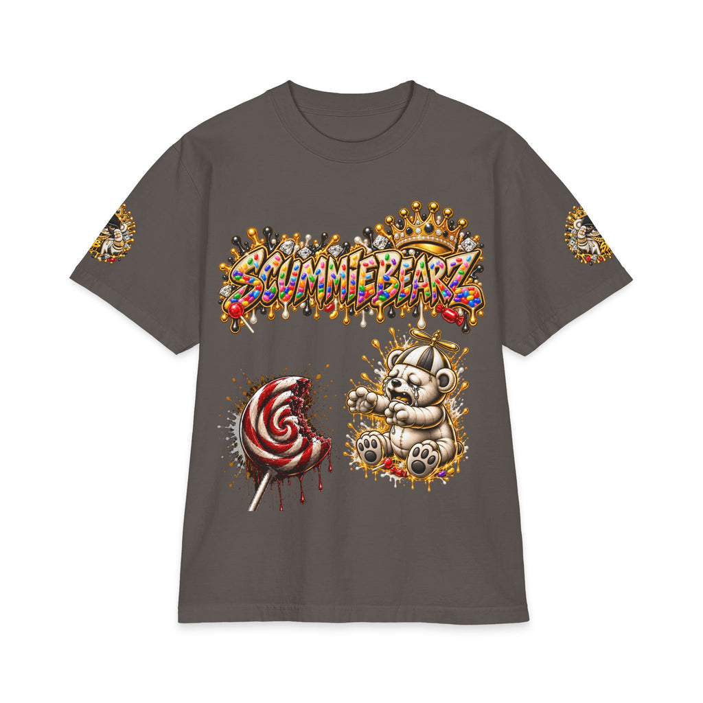 Like Stealing Candy from a Baby — White & Gold Edition | SCUMMIEBEARZ™ Shaka Wear Heavyweight Tee