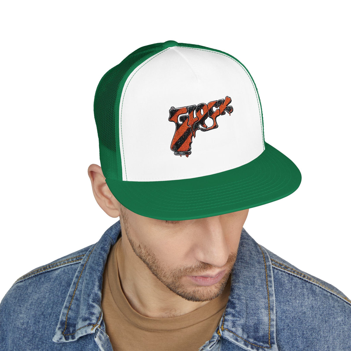 5 Panel Trucker Cap-ORANGE GLOCK LOGO-SCUMMIEBEARZ™️
