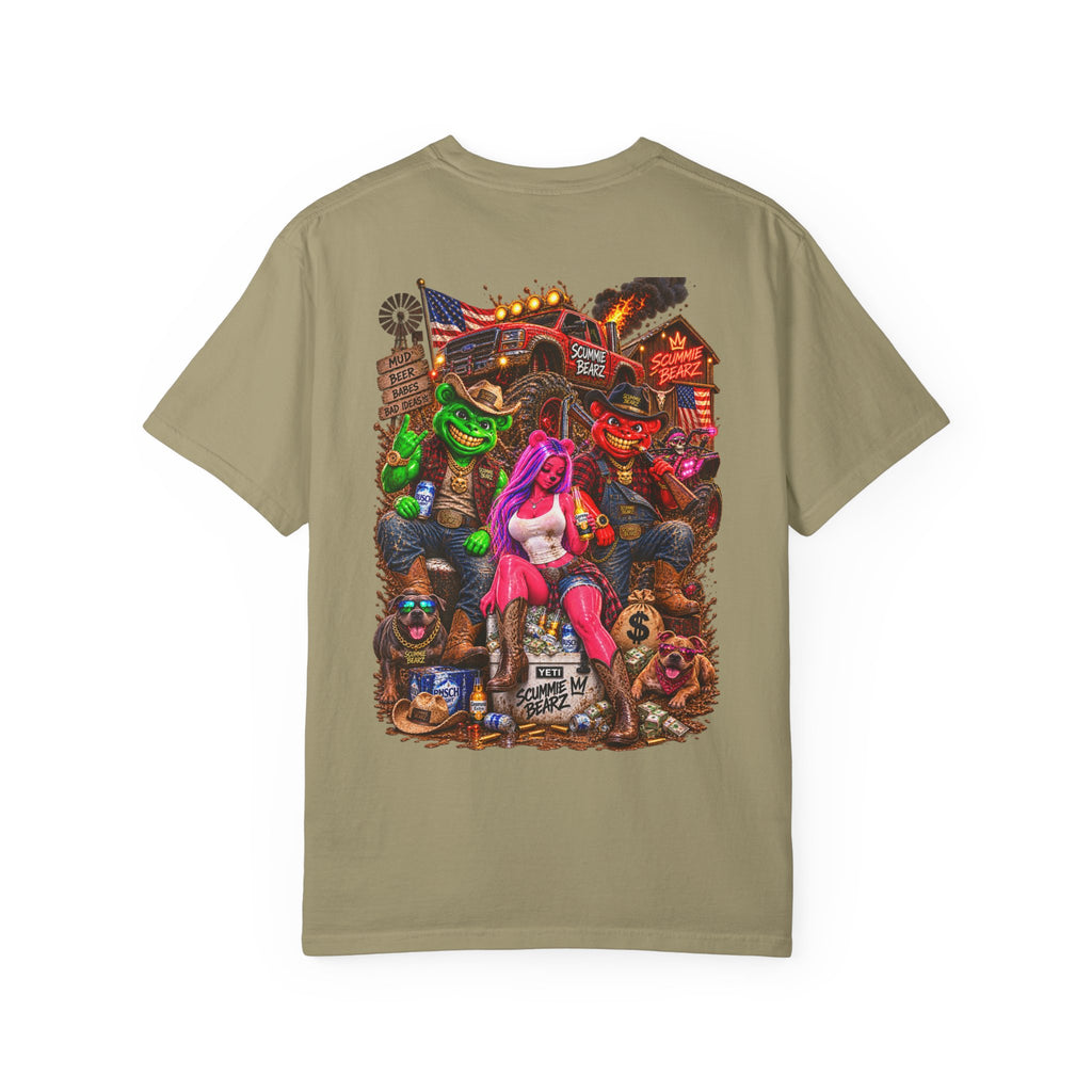 Unisex Garment-Dyed T-shirt-HILLBILLY CROWN SB LOGO HILLBILLY -SCUMMIEBEARZ™