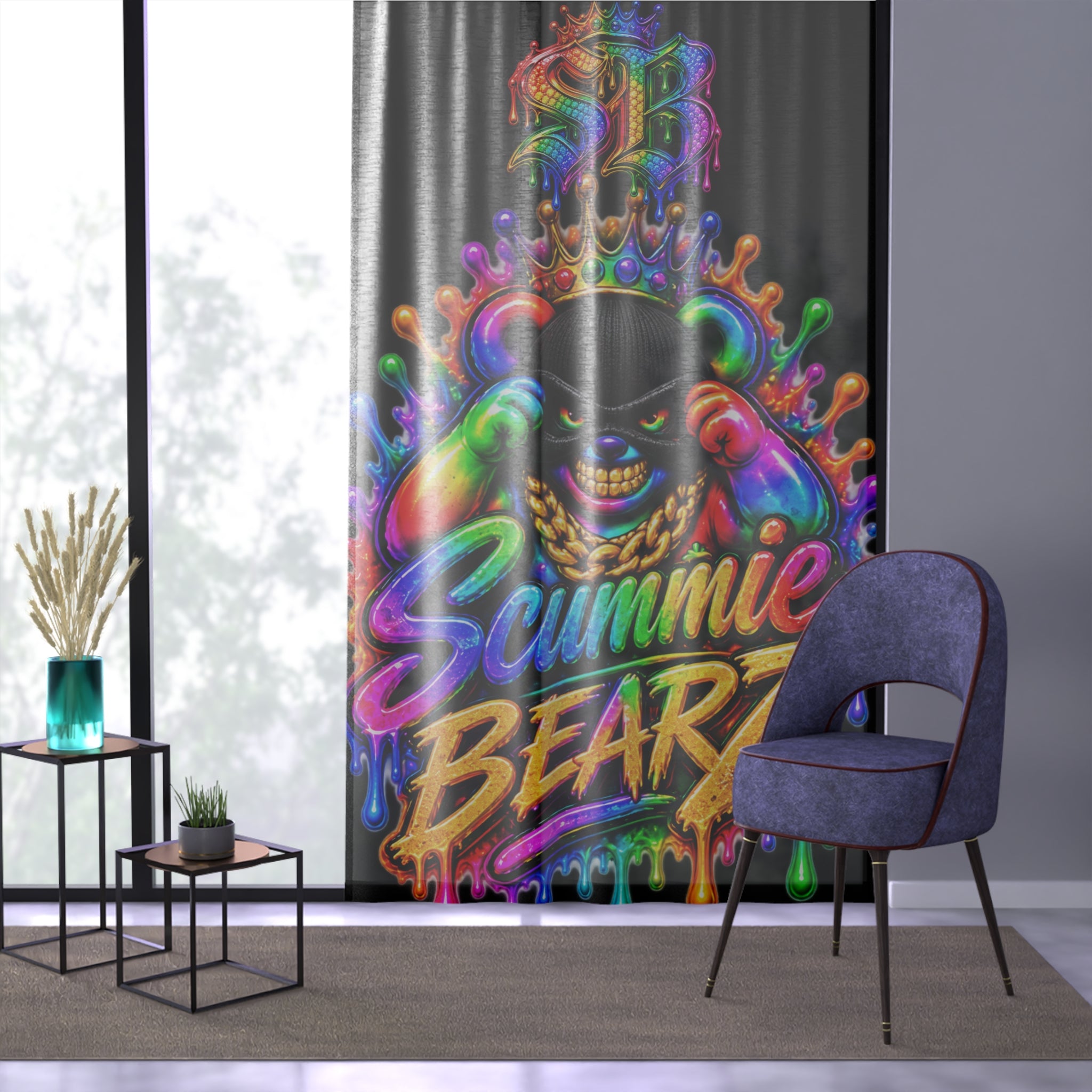 Window Curtain-Neon Rainbow Logo-SCUMMIEBEARZ™
