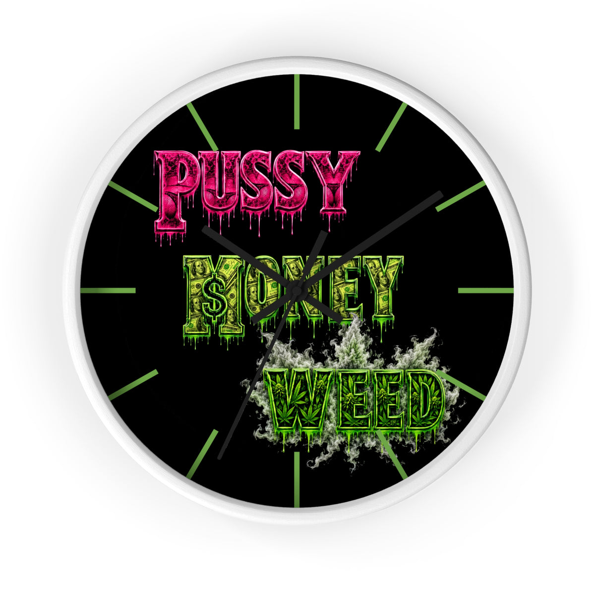 Wall clock-P.M.W. (P***y Money Weed)-SCUMMIEBEARZ™️
