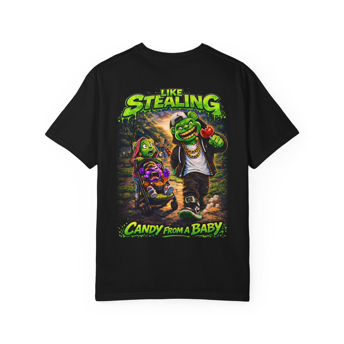 Unisex Garment-Dyed T-shirt-MASK LOGO & LIKE STEALING CANDY FROM A BABY-SCUMMIEBEARZ™