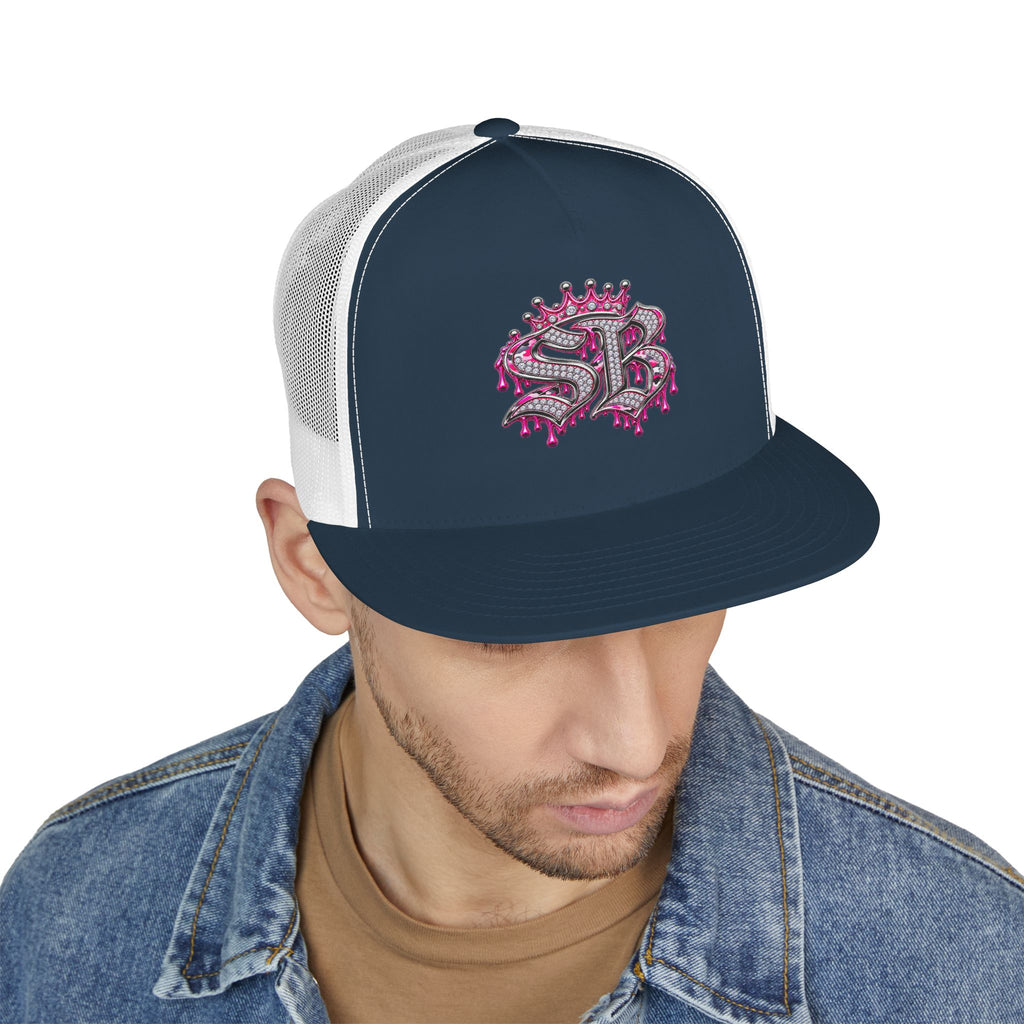 5 Panel Trucker Cap-PINK/SILVER SB LOGO-SCUMMIEBEARZ™