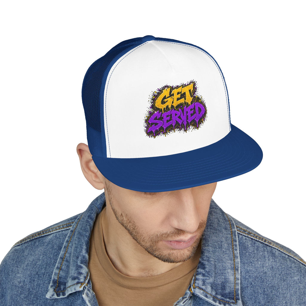 5 Panel Trucker Cap-GOLD/PURPLE GET SERVED-SCUMMIEBEARZ™
