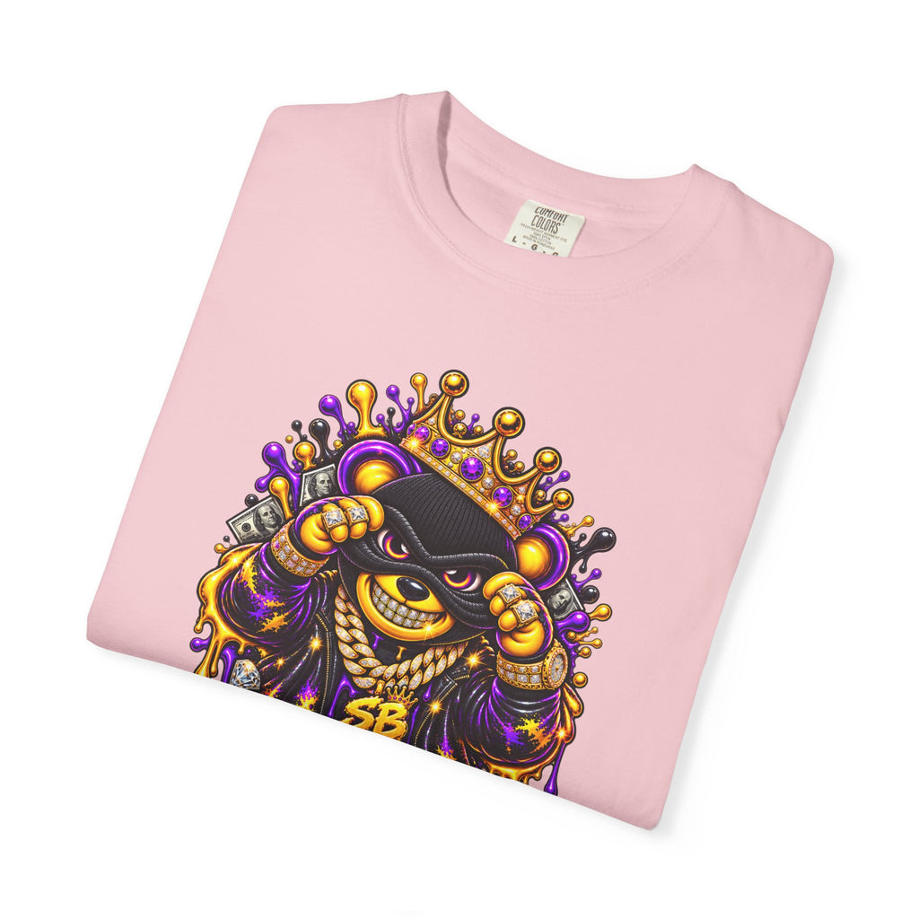 Unisex Garment-Dyed T-shirt-PURPLE&GOLD CROWN MASK LOGO GET SERVED CROWN SB LOGO-SCUMMIEBEARZ™
