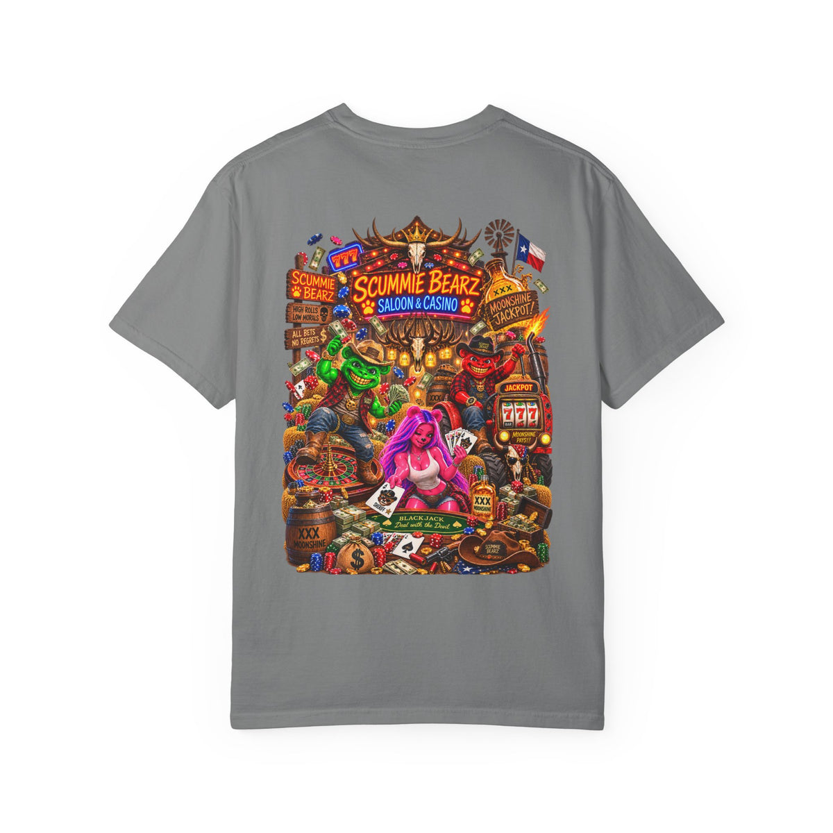Unisex Garment-Dyed T-shirt-HILLBILLY CROWN SB LOGO HILLBILLY CASINO -SCUMMIEBEARZ™