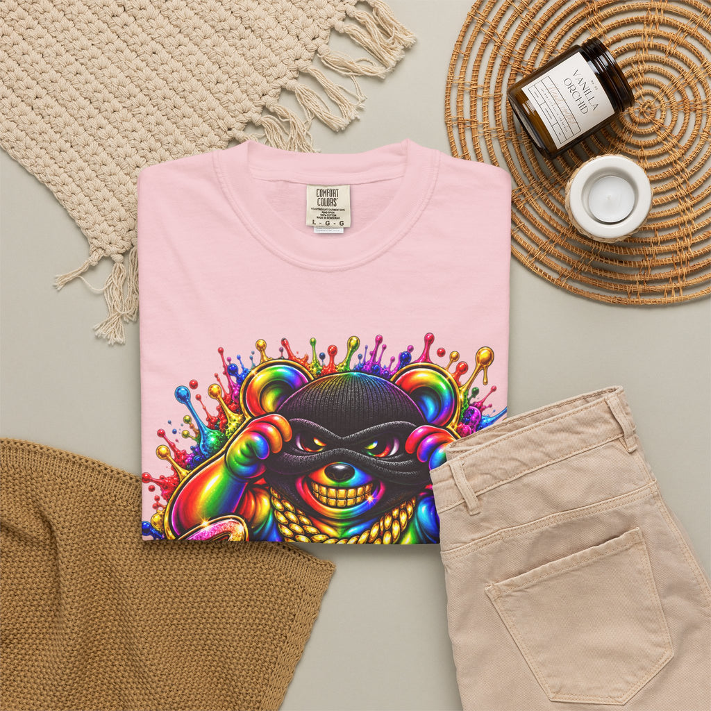 Unisex Garment-Dyed T-shirt-RAINBOW MASK LOGO GLOCK SB CROWN LOGO-SCUMMIEBEARZ™