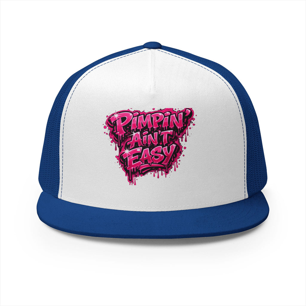 5 Panel Trucker Cap-PINK PIMPIN AINT EASY -SCUMMIEBEARZ™