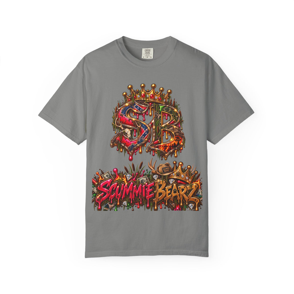 Unisex Garment-Dyed T-shirt-HILLBILLY CROWN SB LOGO HILLBILLY -SCUMMIEBEARZ™