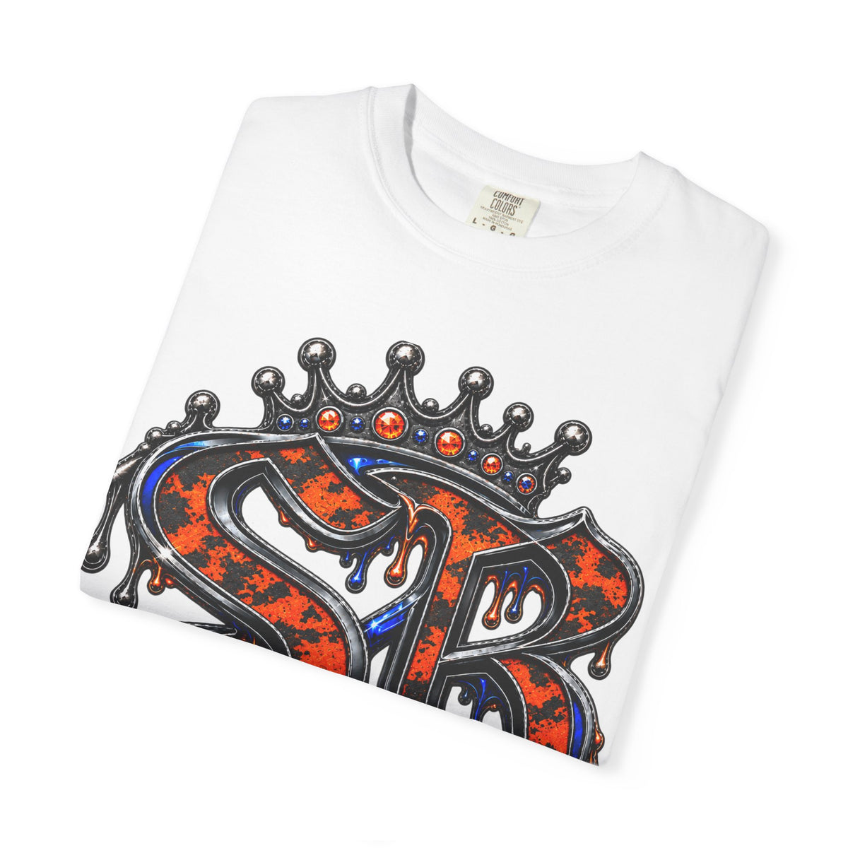 Unisex Garment-Dyed T-shirt-ORANGE&BLUE SB CROWN LOGO&TRAP STAR -SCUMMIEBEARZ™