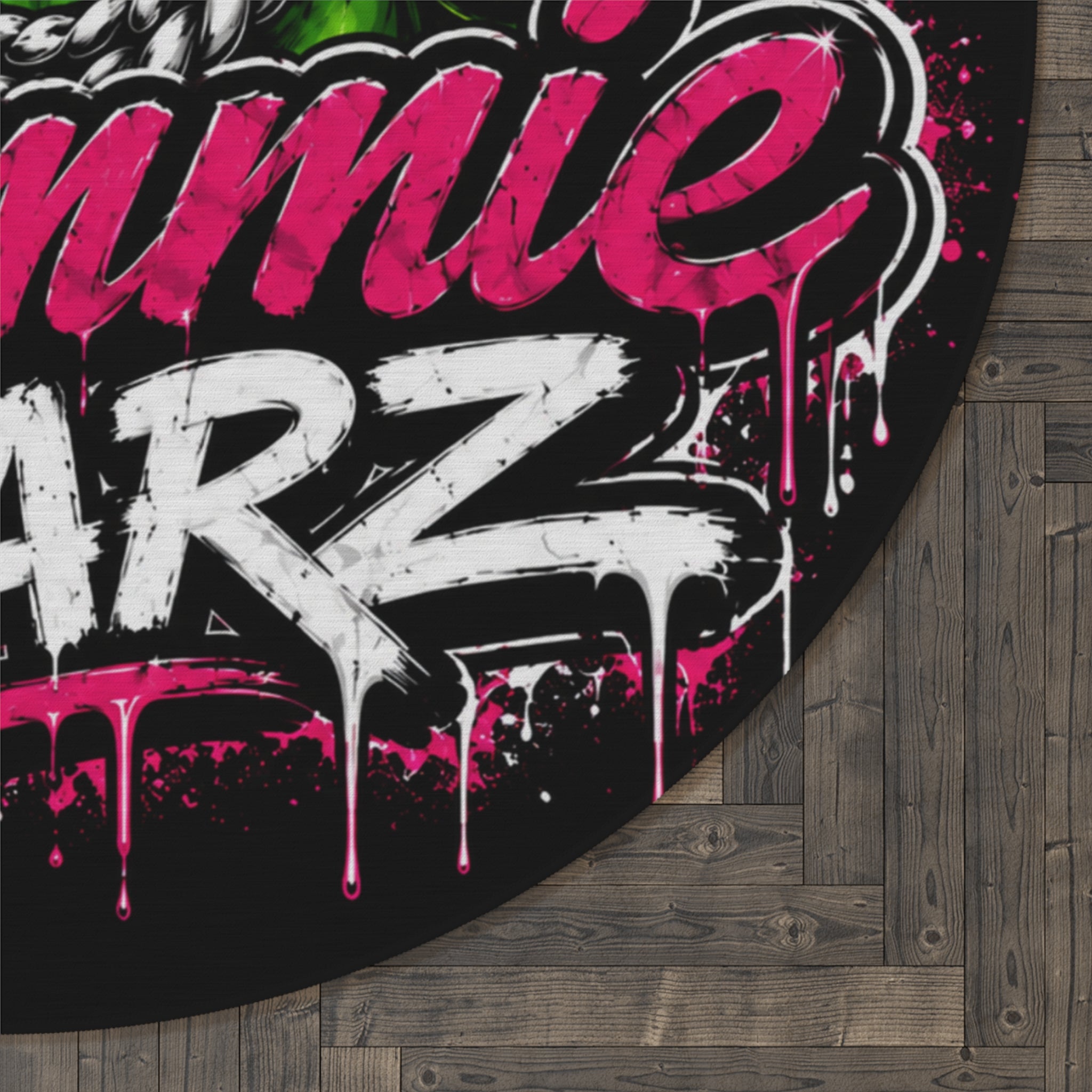 SCUMMIEBEARZ 💚Green/Pink 🩷Logo Round Rug