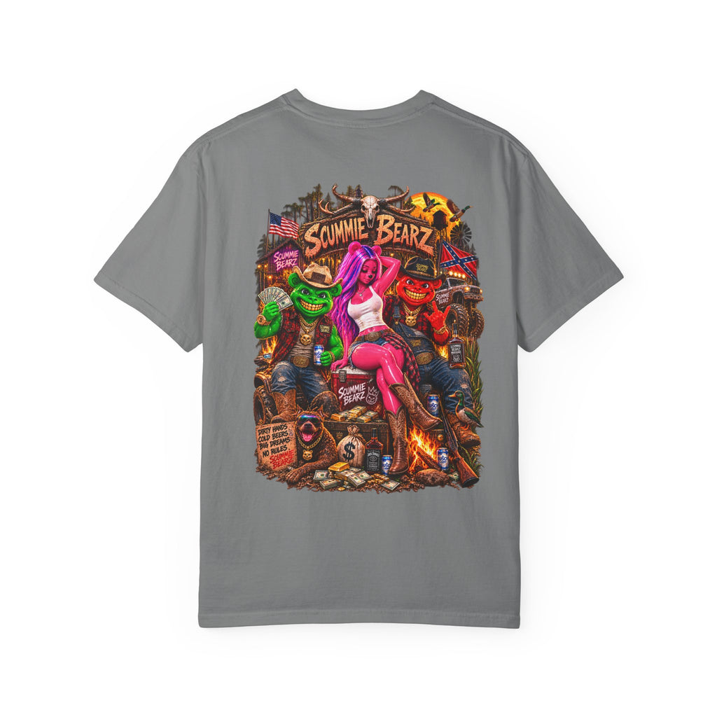 Unisex Garment-Dyed T-shirt-HILLYBILLY CROWN SB LOGO HILLBILLY -SCUMMIEBEARZ™