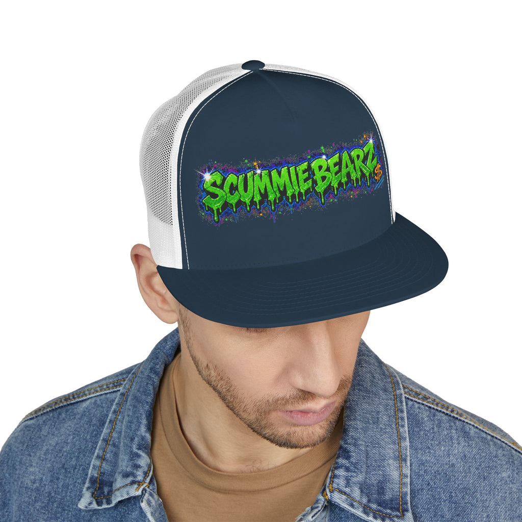 5 Panel Trucker Cap-GREEN/BLUE SCUMMIEBEARZ LOGO-SCUMMIEBEARZ™