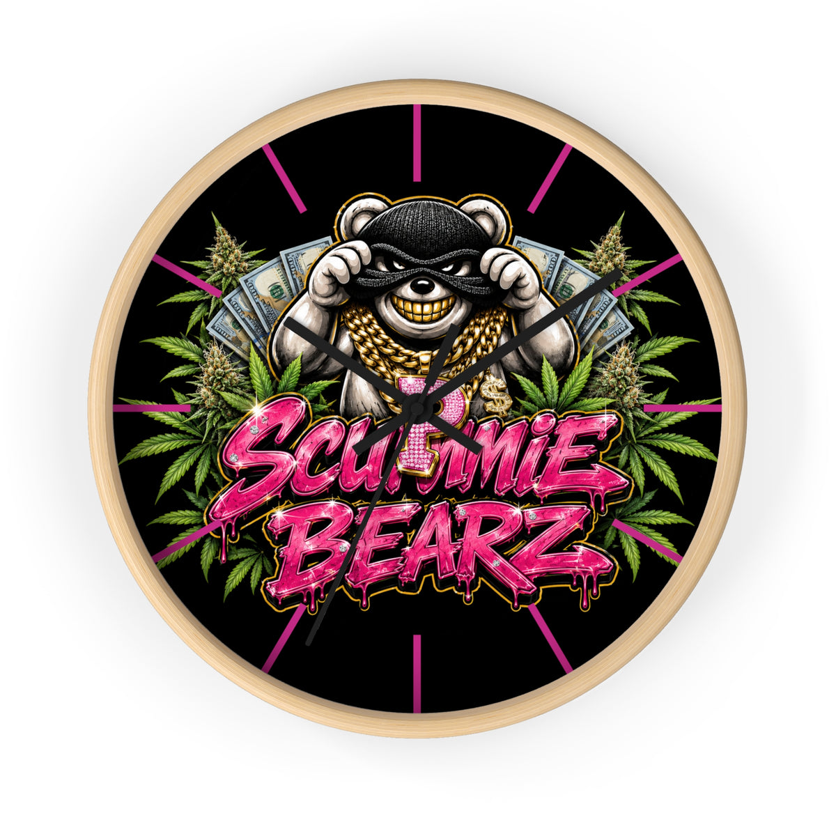 Wall Clock-Scummie Bearz Weed Logo-SCUMMIEBEARZ™️