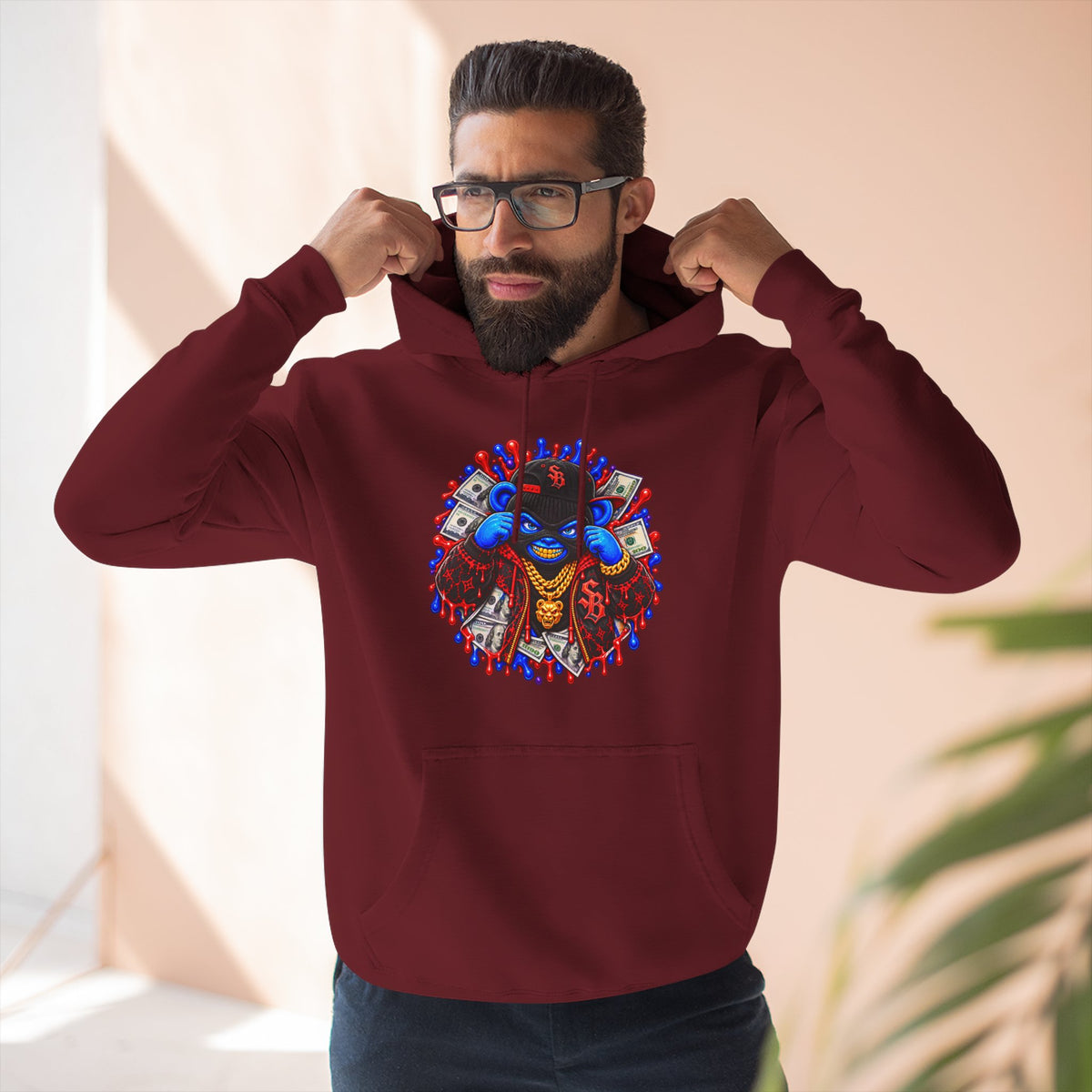 Three-Panel Fleece Hoodie-GET SERVED-SCUMMIEBEARZ™️