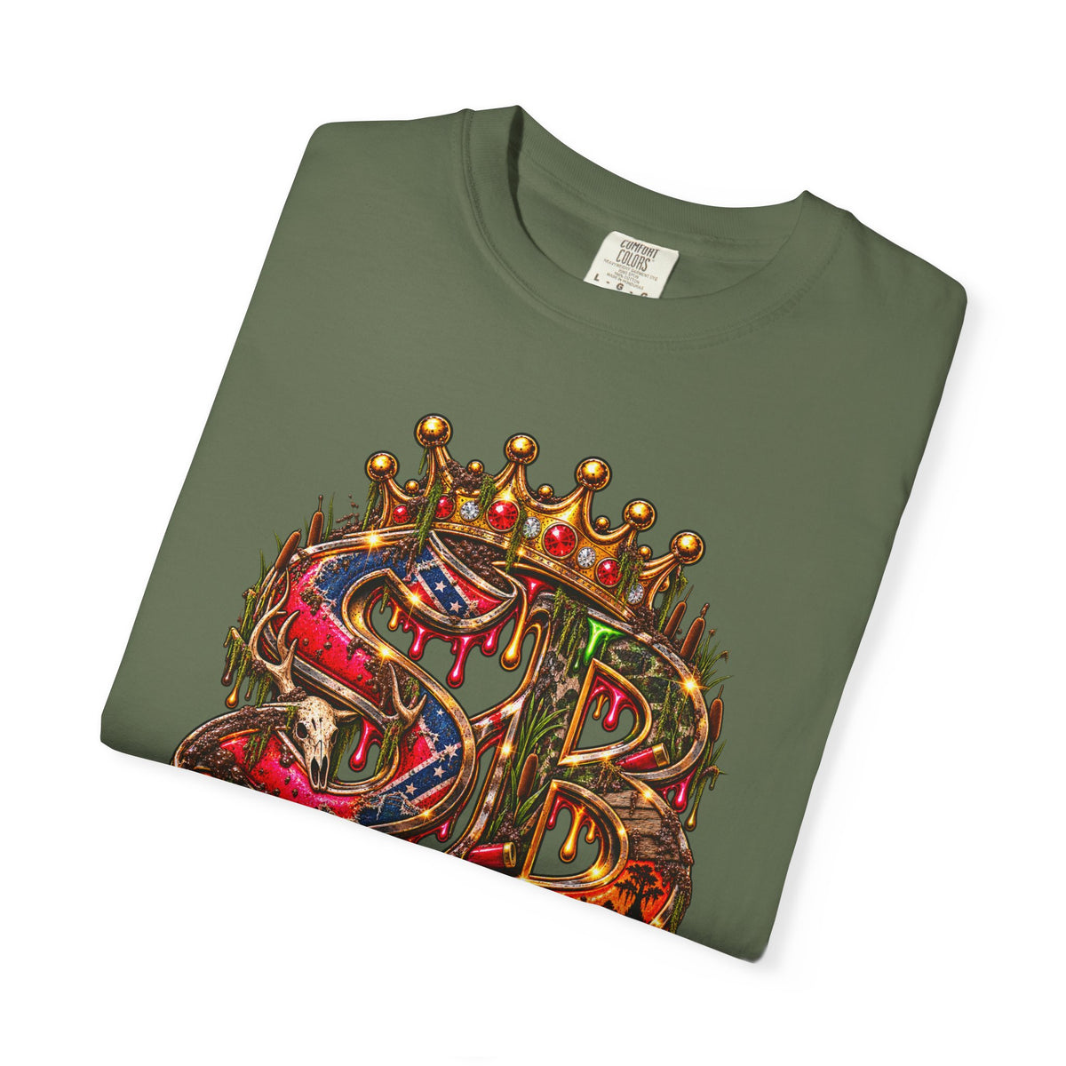 Unisex Garment-Dyed T-shirt--HILLBILLY DEAD OR RICH/SB CROWN LOGO-SCUMMIEBEARZ™️