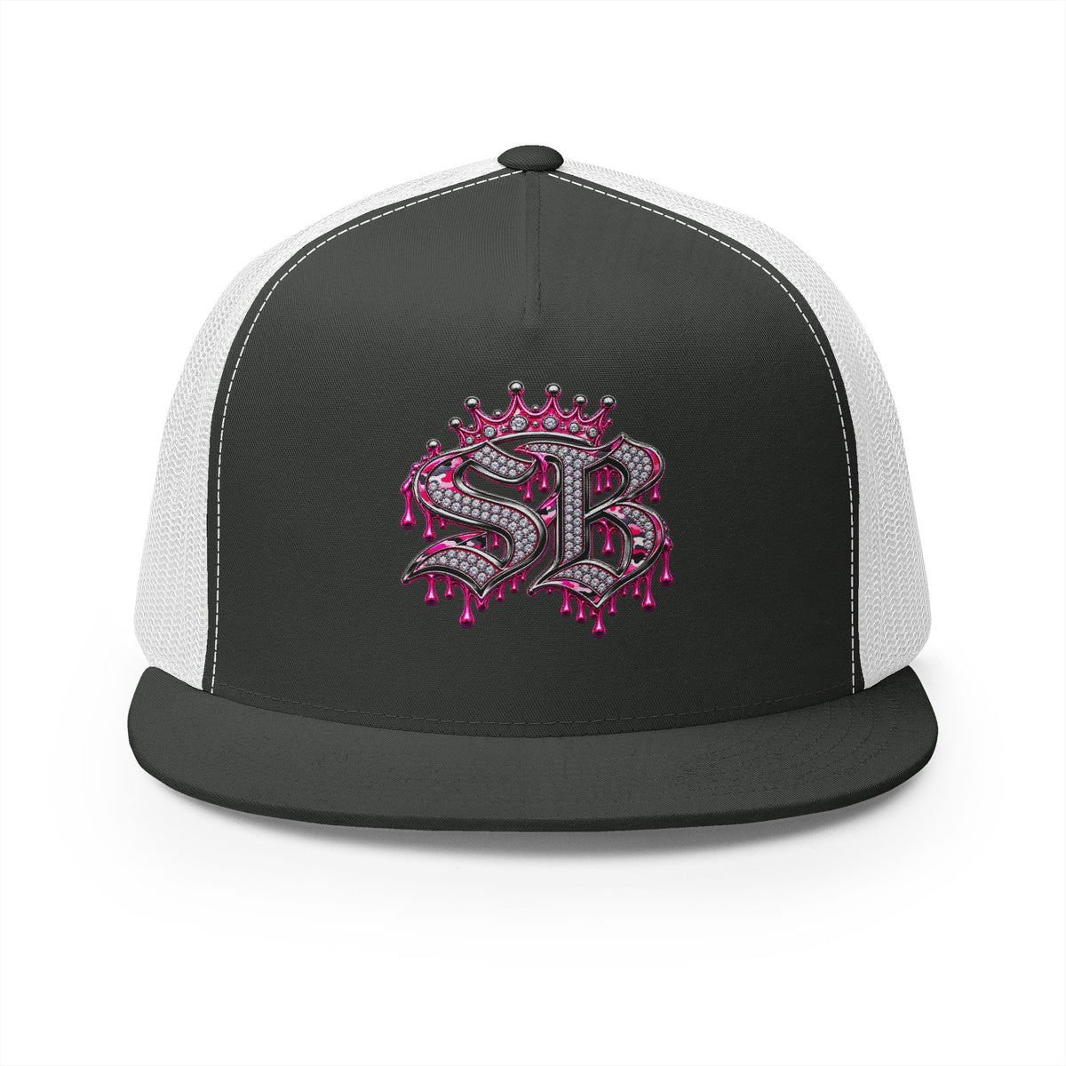 5 Panel Trucker Cap-PINK/SILVER SB LOGO-SCUMMIEBEARZ™