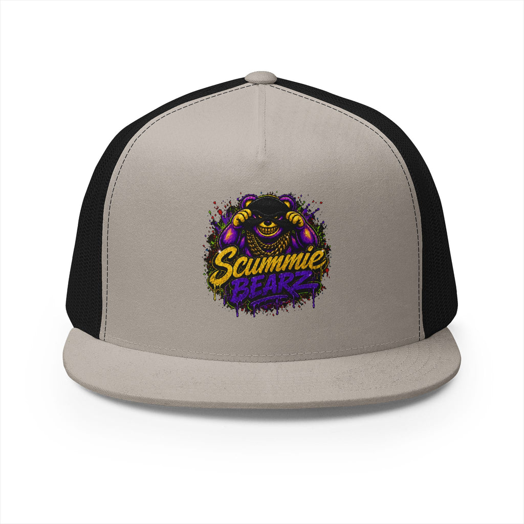 5 Panel Trucker Cap-GOLD/PURPLE MASK LOGO-SCUMMIEBEARZ™