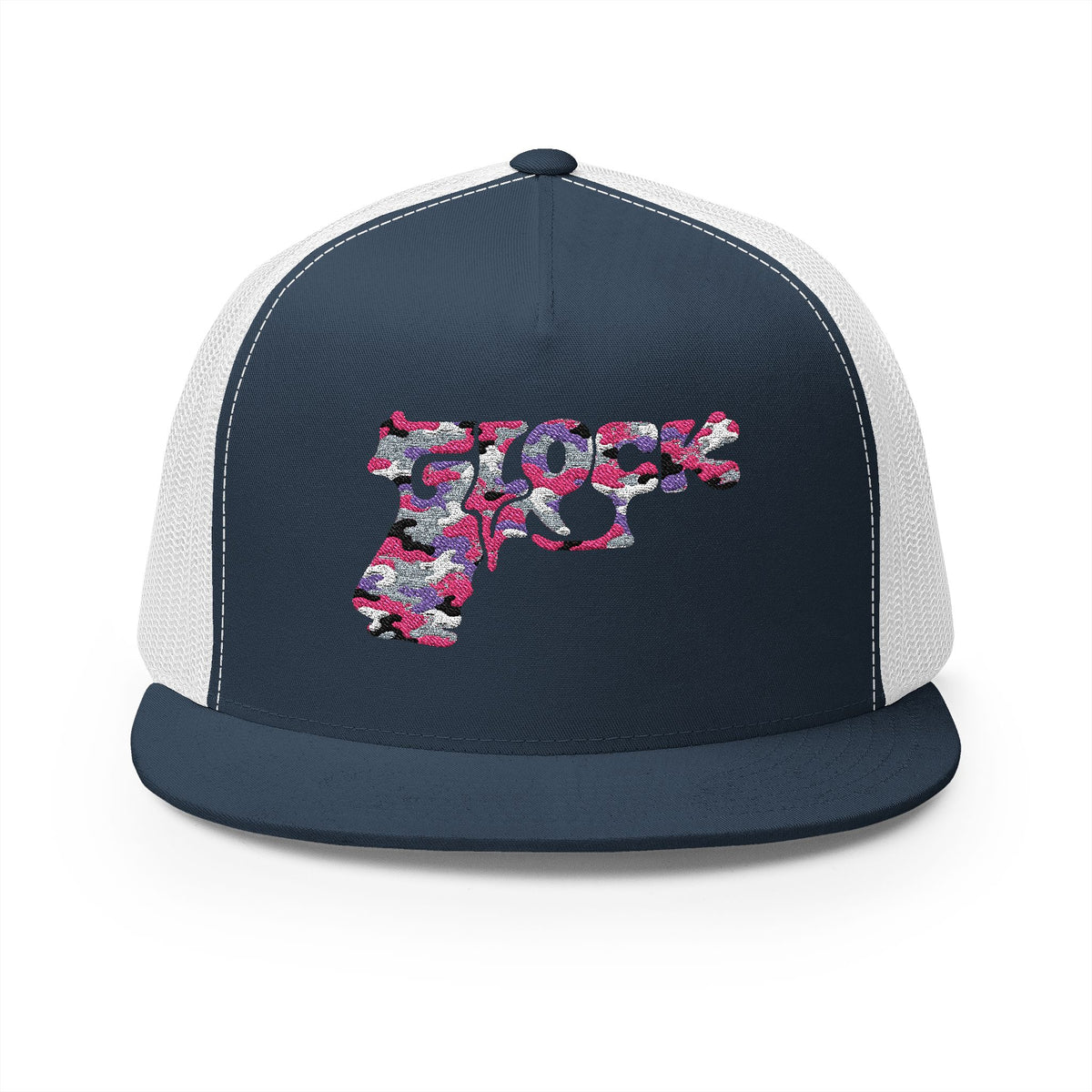 5 Panel Trucker Cap-PINK CAMOUFLAGE GLOCK LOGO-SCUMMIEBEARZ™️