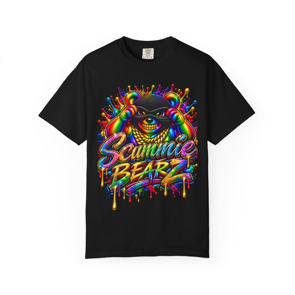 Unisex Garment-Dyed T-shirt-RAINBOW MASK LOGO GLOCK SB CROWN LOGO-SCUMMIEBEARZ™