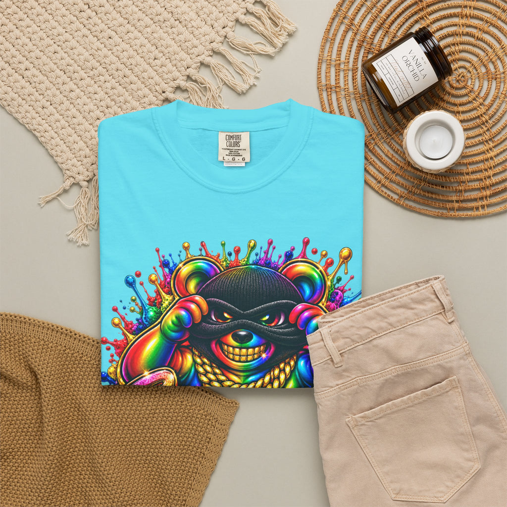 Unisex Garment-Dyed T-shirt-RAINBOW MASK LOGO GLOCK SB CROWN LOGO-SCUMMIEBEARZ™