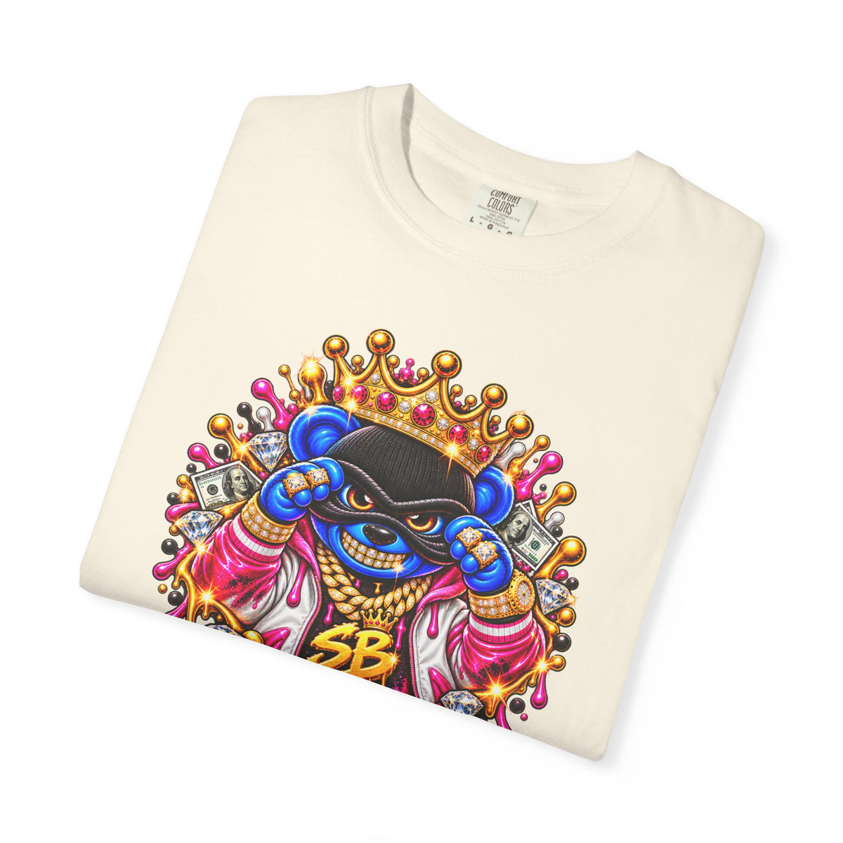 Unisex Garment-Dyed T-shirt-BLUE&PINK CROWN MASK LOGO CHOSEN BY GOD-SCUMMINGBEARZ™
